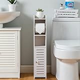 AOJEZOR Toilettenpapierhalter, Säule mit Toilettenpapierhalter, Toilettenpapierhalter und Bürstenhalter 2 in 1, Badezimmerschrank, Weiß gefertigt (Weiß)