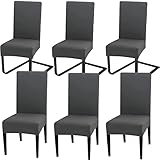 MOLVCE Stuhlhussen 6er Set Stuhlbezug Universal bi-Elastic Hussen für Stühle Moderne Stretch Stuhlhussen Stuhl Abdeckung Abnehmbare Waschbar für Esszimmer, Hotel, Bankett, Partys Deko, Dunkelgrau