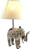 GURU SHOP Tischlampe/Tischleuchte, in Bali Handgemacht aus Naturmaterial - Modell Elefant, Holz, 55x38x30 cm, Tischlampen aus Naturmaterialien