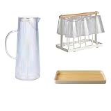 GRFIT Glaskaraffe Hoher Borosilikatglas-Kaltkessel, Wasserbecher-Set, Haushalt, Sommer, große Kapazität, kühles Weiß, kochender Wasserkocher, hochtemperaturbeständige Teekanne Karaffe (Color : A)