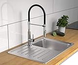 SCHÜTTE 79180 STILO Küchenarmatur mit ausziehbarer Brause, 360 Grad schwenkbarer Wasserhahn für die Küche, Spültischarmatur Einhebelmischer, Mischbatterie in Chrom/Schwarz