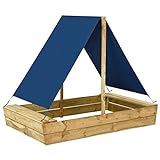 vidaXL Kiefernholz Imprägniert Sandkasten mit Dach Sandbox Sandkiste Spielhaus Holzsandkasten Garten Kinder Holz Spielzeug 160x100x133cm