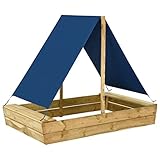 vidaXL Kiefernholz Imprägniert Sandkasten mit Dach Sandbox Sandkiste Spielhaus Holzsandkasten Garten Kinder Holz Spielzeug 160x100x133cm