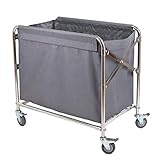 FLYIFE Bewegliche Sackkarren Zur Aufbewahrung, Bewegliche Küchenwagen, Zusammenklappbarer Wäsche-Rollwagen, Hotel-Wäschesortierwagen Mit Universal-Bremsrad, Zimmerservice-Wagen/Gray/87X52X78Cm