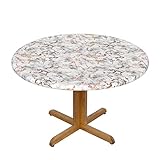 BUULOO Elastischer Rand, Polyester, runde Tischdecke/Marmortextur, Kupfer-Spritzer-Tischdecke für Tische 101,6 - 114,7 cm im Durchmesser, verschiedene Muster, Tischschutz