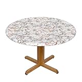 BUULOO Elastischer Rand, Polyester, runde Tischdecke/Marmortextur, Kupfer-Spritzer-Tischdecke für Tische 101,6 - 114,7 cm im Durchmesser, verschiedene Muster, Tischschutz