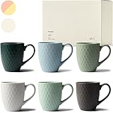 KIVY® Kaffeetassen 6er Set [400 ml] - Hochwertige Kaffeetasse mit großem Henkel - Keramik Tasse groß - Kaffeebecher Set Matt - Tassen Set für Kaffee & Tee - Teetassen Set Modern - Tassen groß