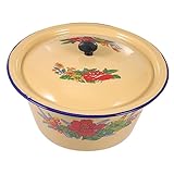 UPKOCH Emaille-Salatschüssel Emaille-Suppenschüsseln Emaille-Geschirr Rundes Tablett Runde Servierplatte Salat-Servierbesteck Küche Emaille-Topf Retro-Handwaschbecken