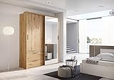 MINIO go for it - Zweitüriger Kleiderschrank ARTI I mit Spiegel I 63x180x215 cm I Schiebetürführung aus Aluminium I Schrank aus laminierter Möbelplatte I Artisan Eiche