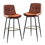 ARTSIM Barhocker, 2er-Set, Frühstückshocker für die Küchentheke, weicher Sitz aus PU-Leder, hohe Hocker mit ergonomischer Rückenlehne und Fußstütze (braune Sitzhöhe 65 cm)