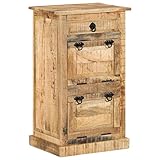 INLIFE Schuhschrank mit Schublade 4 Fächer Massives Raues Mangoholz