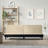 Tidyard Schlafsofa Tagesbett Schlafcouch Sofabett Bettcouch Klappsofa Sofa Couch Bettsofa Couchgarnitur Sofagarnitur Bett Polstersofa für Wohnzimmer Schlafzimmer Heimkino Creme Stoff