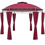 Casaria Pavillon Toscana Ø350cm Metall Wasserabweisend UV-Schutz 50+ Stabil Gartenzelt Gartenpavillon Bordeauxviolett