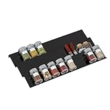 Sezanrpt Acryl Gewürz Schublade Organizer Rack Einstellbar Von 30cm bis 60cm Breit, 3-Tier Gewürz Organizer Regal für Küche Schublade Display, Küche Gewürz Rack Tablett für Schublade