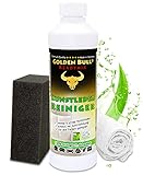 Golden Bull Premium Kunstleder Pflege Set | Natürlicher Kunstleder Reiniger & Pflege 0,5L, Schwamm, Tuch | Kunstleder Pflegemittel vegan im Pflegeset für schonende Reinigung von Auto Sofa Couch Schuh