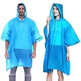 2 Stück Regenponcho, EVA Wiederverwendbarer Tragbarer Unisex-Regencape für Survive, Fahrrad, Wandern, Camping, Angeln, Konzert, Stadion, Festival (Blau)