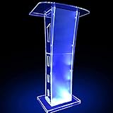 Rednerpult-Podiumsständer, transparentes Glas-Podium, vertikal, mobil, tragbar, Acryl, Multifunktions-Podium mit bunten Lichtern, geeignet für Party, Hotel, Hochzeit