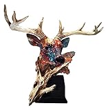 HANDIYA Skulptur Handwerkliche Harz Hirschkopf Dekoration Deer Kopf Statue Tier Skulptur Home Decoration Zubehör Büro Wohnzimmer Handwerk Figuren