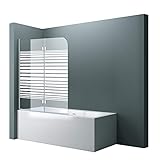 doporro 120x140 cm Design-Duschwand für Badewanne Badewannenaufsatz Duschabtrennung 6mm ESG-Sicherheitsglas inkl. NANO-Beschichtung Badewannenfaltwand