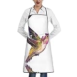 ZIMBRO Rosa Kolibri, wasserdicht und fettdicht, Küchenschürze für Männer und Frauen, verstellbare Latzschürze, weiß, Einheitsgröße, Weiß, EinheitsgröÃŸe