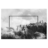 artboxONE Poster 150x100 cm Natur Wald mit Nebel am Morgen - Bild bäume mysthisch Nebel