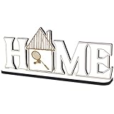 Deko Home Aufsteller Holz - Badmintonschläger - 28x12 cm Holzdeko zum hinstellen Buchstaben Schriftzug Wohnzimmer Tischdeko Dekoration Fensterbank
