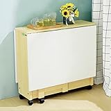 BbaUer Platzsparender Küchentisch mit Rollen, beweglicher, klappbarer Esstisch, ausziehbares Design, großer Schreibtisch, perfekt für Küche, Frühstücksecke, Bar, Wohnzimmer