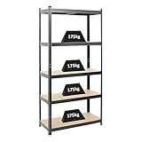 PROREGAL Schwerlastregal Ragnar für Gesamtlast 875kg Maße: 180x90x40 Schwarz, Kellerregal, Steckregal, Garagenregal, Lagerregal