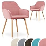 Esszimmerstühle, Küchenstühle, Polsterstühle aus Holz, moderne Wohnzimmerstühle mit Armlehne, gepolsterte holzbeine Schalenstühle aus Samt im 2er 4er 6er 8er Set Farben: Hellgrau Dunkelgrau Rosa Beige
