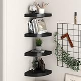 DCRAF Home Furniture Eckregale, schwebend, MDF, 25 x 25 x 3,8 cm, Schwarz, 4 Stück