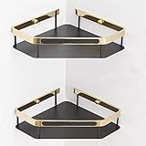 MAVNES Duschablage Ecke Luxus-Badezimmerregal, Bad-Dusch-Regal, insgesamt Messinggold und schwarz Badezimmer-Eckregal, Wandmontierter Küche Lagerhalter Badezimmer Regal (Color : Brushed Gold 2 Tier)