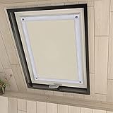 Eurohome 100% Verdunkelung Dachfenster Rollo ohne Bohren Sonnenschutz Verdunkelungsrollo mit Saugnäpfen für Fenster Beige 60x73 cm