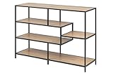 AC Design Furniture Jörn Asymmetrisches Bücherregal mit 4 Ablagen, H: 78 x B: 114 x T: 35 cm, Wildeiche Optik/Schwarz, Holz/Metall, 1 Stk