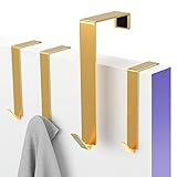 MDCASA Türhaken Gold - bis 4 cm Türblattstärke, ohne Falz - 4 Stück - Kleiderhaken über Tür - Fensterhaken Deko - Garderoben-Haken – Handtuchhalter