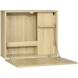 HOMCOM Wandtisch Wandklapptisch Schreibtisch mit Stauraum Klappbarer Laptoptisch Computertisch Bürotisch Esstisch Modernes Design Spanplatte Naturholz 60 x 21,5 x 50 cm