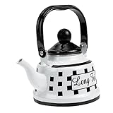 Yardwe Emaille-Teekanne Vintage-Teekanne Weiße Kaffeekanne Weißer Teekessel Emaille-Teebehälter Praktischer Wasserkocher Wasserkocher Für Den Täglichen Gebrauch Box-Wasserkocher