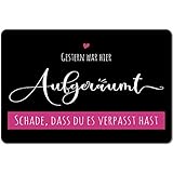 Kaffeebecher24 - Fußmatte mit Spruch - Gestern war Hier noch aufgeräumt - Fußmatte Lustig - Waschbar - 60 x 40cm (pink)