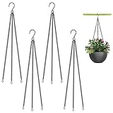 JieGuanG Blumenampel Ketten, 4 Stück Metall Ketten Aufhängen, Hängende Kette für Blumentöpfen, Vogelkäfigen, Windlichtern und Dekorationsobjekten (Schwarz)