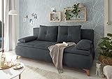 Stella Trading Magnus Bequemes Schlafsofa mit Bettkasten in Anthrazit-Ausziehbares Sofa mit Schlaffunktion, Holzwerkstoff, 202 x 94 x 104 cm