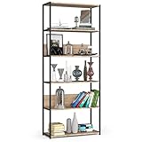 AKORD | Loft 80 cm Bücherregal | Moderner Schrank | Bücher Regal | 6 Einlegeböden | Für den Haushalt | Für das Büro | Hohe Qualität | Metallrahmen | Beschädigungssicher | Stabil | 24 Monate Garantie