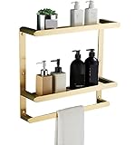 HALAHAI Duschregal Duschablage Bad Regal Wandmontierter Dusch-Caddy, Duschkorb, Ohne Bohren, Badezimmer-Regal, Platz Aus Aluminium Badregal Badezimmer Regal (Color : Gold, Size : C)