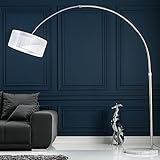 cagü XXL Design Retro Lounge Bogenlampe LUMA Weiß mit Marmorfuß Weiß 205-225cm Höhe verstellbar