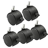 DREANNI Movinger Wheels Trolley -Räder Bürostuhler, Möbeler, Drehstielren,Er Mit Bremsen, M8 Stammer Wheel, Ladungskapazität 100 Kg, Schutz Ihres Teppichs, Hartholz, 5 Stcs/Brake/2 Inch