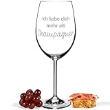 JUNIWORDS Weinglas mit Gravur, Ich liebe dich mehr als Champagner, Rotweinglas (1009278)