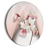 murando - runde Bilder Blumen Magnolie 40x40 cm Leinwandbild 1 tlg Kunstdruck modern Wandbilder XXL Wanddekoration Design Wand Bild rosa Pflanze Natur Blüte b-C-10193-bc-a