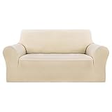 Deconovo Sofabezug Sofa Überzug Sofaüberwurf Sofa Cover Sesselbezug Sofahusse Sofa Abdeckung Super Elastisch Stretch Jacquard, 2-Sitzer(145-175cm), Beige