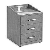 MOON Nachttisch Boxspringbett, Uran Dunkelgrau - Funktionaler Nachtschrank mit USB-Anschluss und LED-Beleuchtung - 47 x 61 x 46 cm (B/H/T)