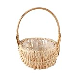 MOTUZP Blumenkorb aus Korbgeflecht, Rattan, Handgewebter Blumenkorb mit Griff, Gewebter Aufbewahrungskorb für Zuhause, Hochzeit, Gartendekoration(#3 s)