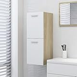 TEKEET Home Furniture Badezimmerschrank Weiß und Eiche Sonoma 30x30x80 cm Größe Engineered Wood