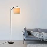 DINGLILIGHTING DLLT Retro Stehleuchte aus Metall mit E27 Glühbirne & Fußschalter, 3000k Warmweiß Vintage Leinen Lampenschirm, Augenschutz Leselampe für Wohnzimmer, Studio, Schlafzimmer, Arbeitszimmer